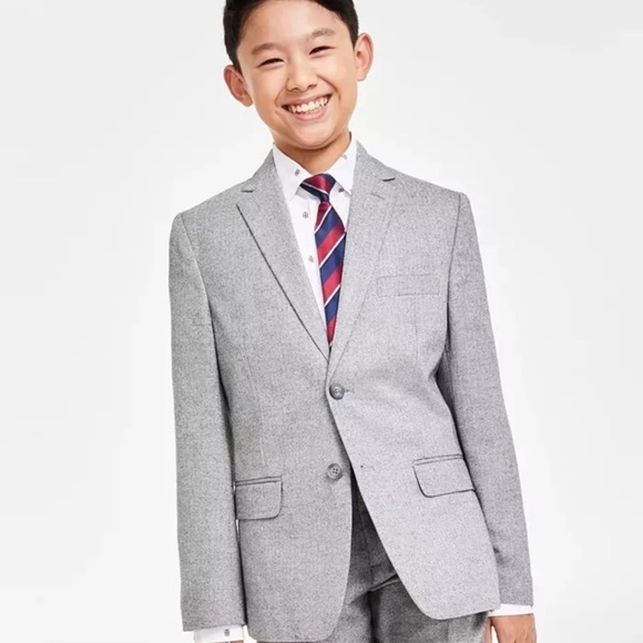 NWT Tommy Hilfiger Boys‎ Dark Grey Brushed Herringbone Blazer Suit Jacket… - Picture 1 of 8